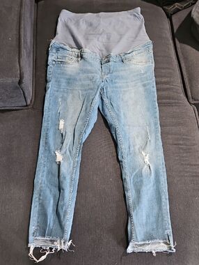 Maternity Distressed Light Blue Denim Jeans